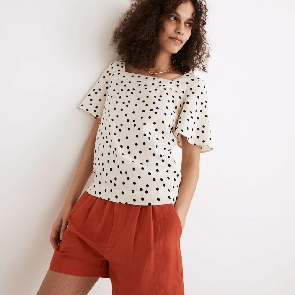 Lightspun Harlow Square-Neck Top in Dot Toss